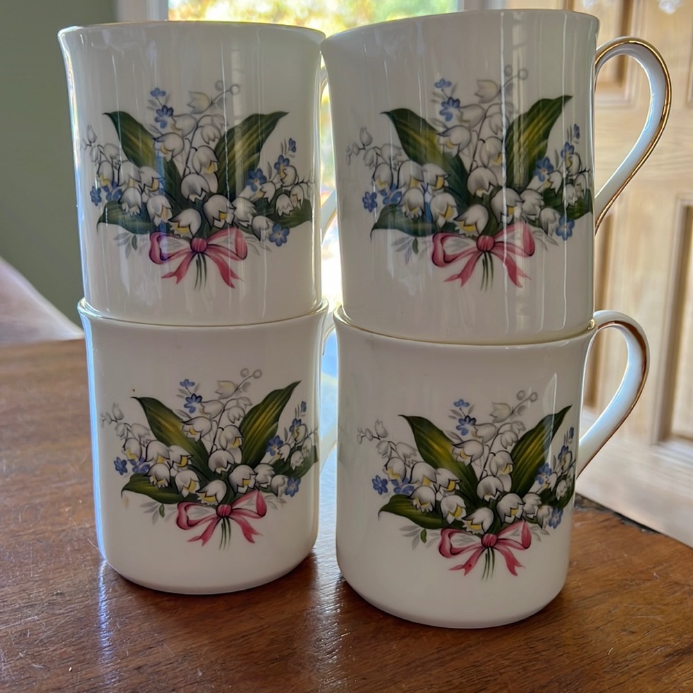 5 VTG Lily of the Valley China Coffee Cups